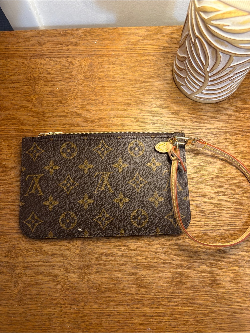 Louis Vuitton Brown and Gold Monogram Pouch with strap